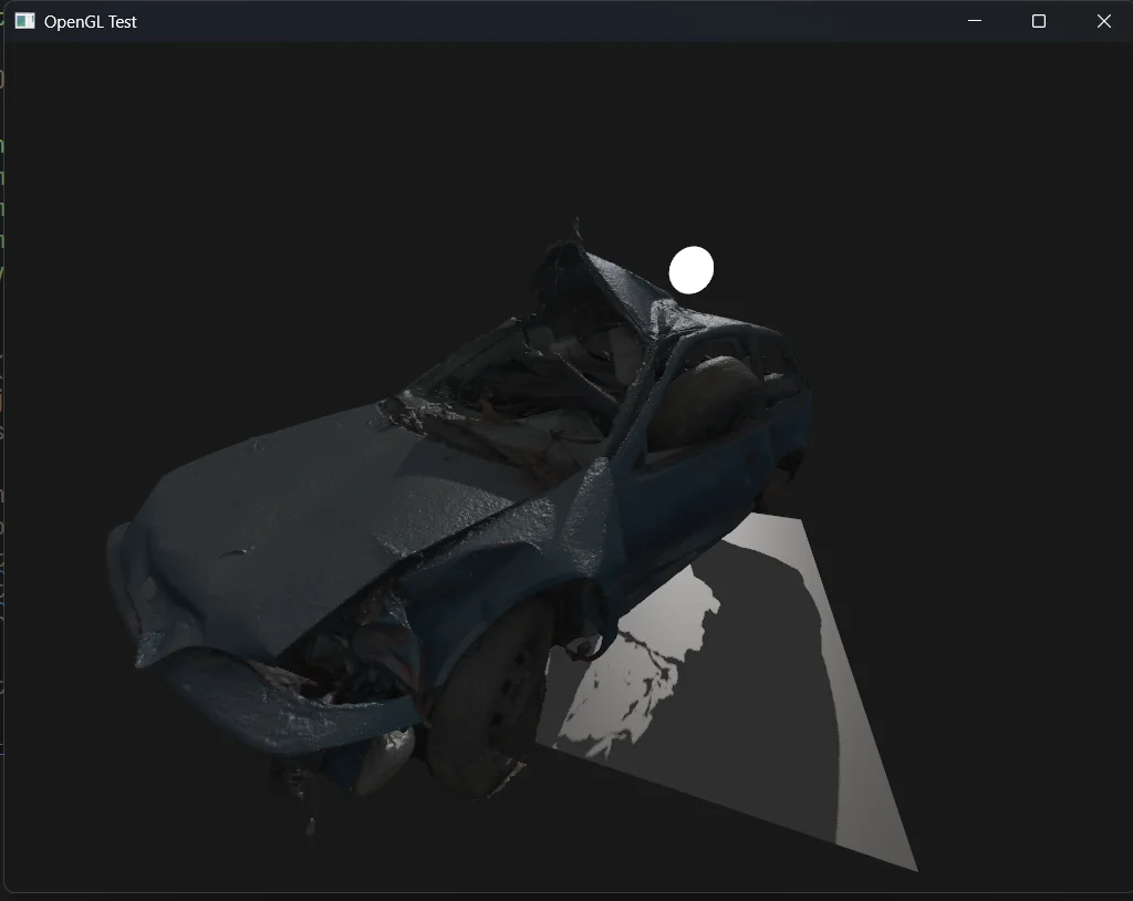 Scanned damaged car rendered in an earlier OpenGL prototype
